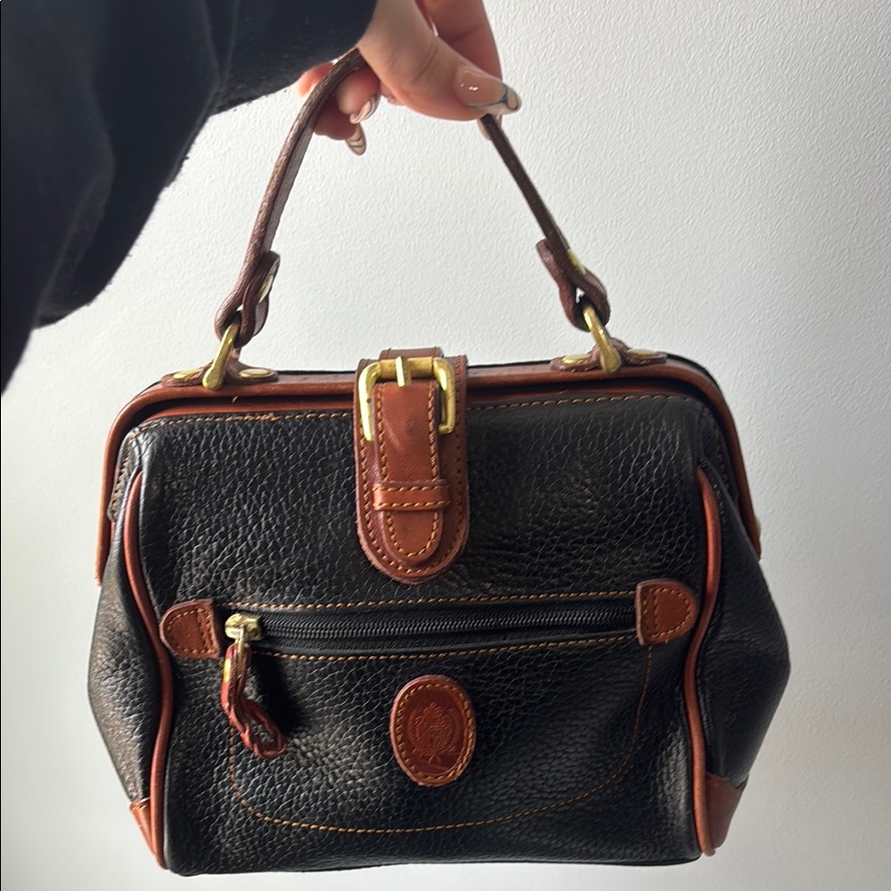 Vintage Liz Claiborne Brown and Black Leather Handbag